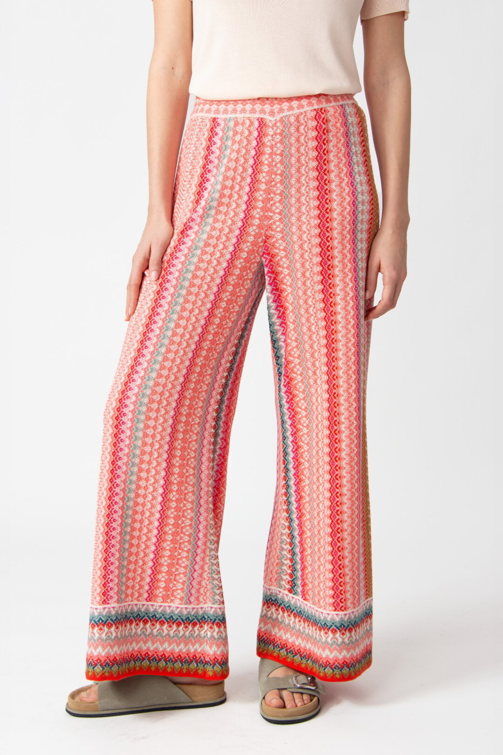 IVKO  Woman IVKO - Knitted Pants Retro Crochet Pattern Coral