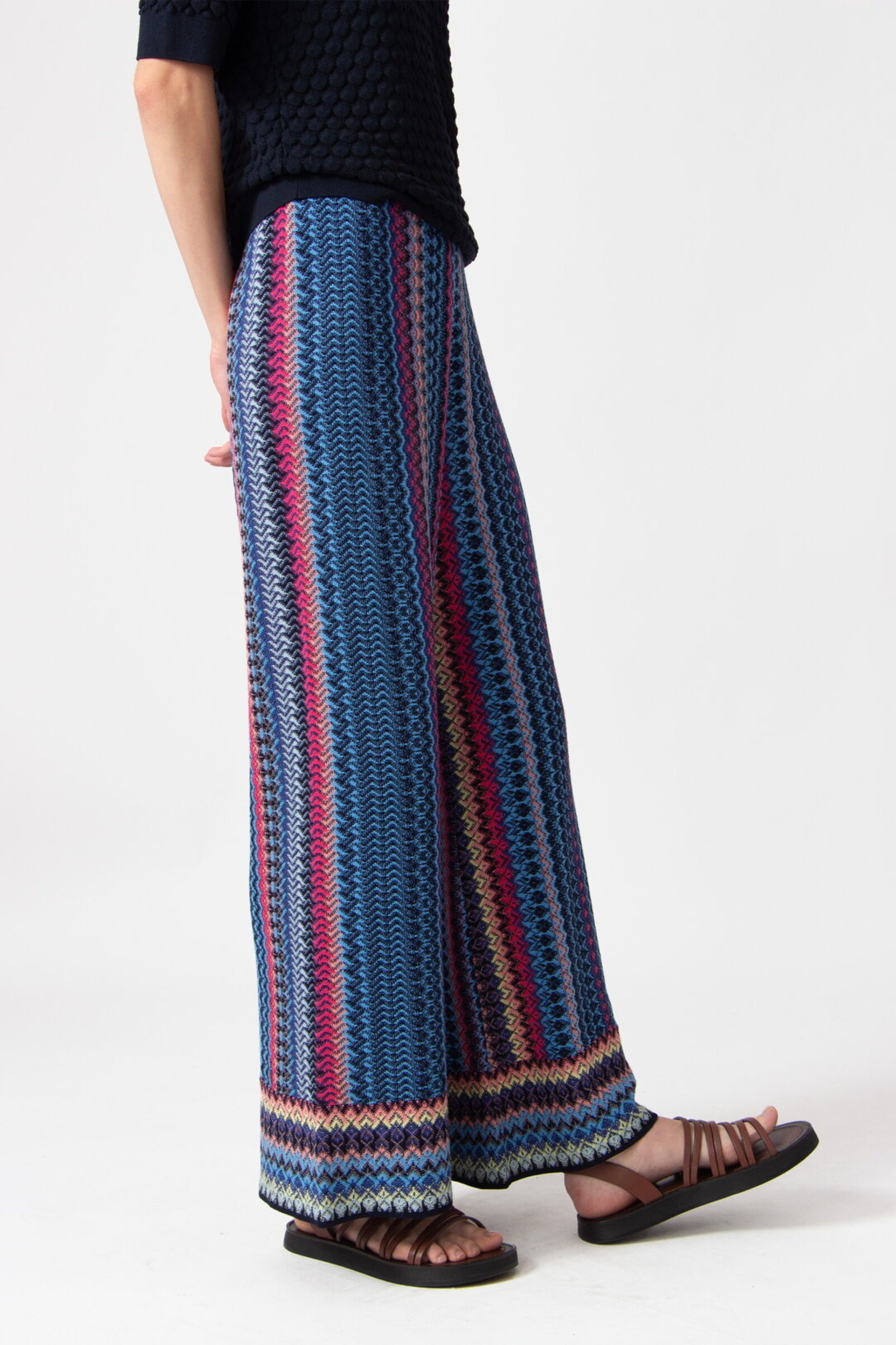 IVKO  Woman IVKO - Knitted Pants Retro Crochet Pattern Marine