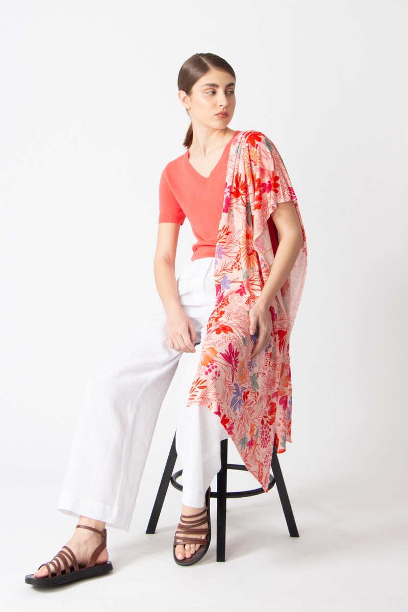 IVKO - Printed Scarf Floral Print Light Pink