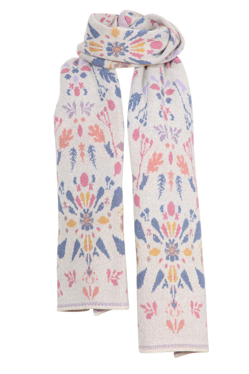 IVKO - Scarf Plantopia Pattern Off-White | Écharpe Femme Off-White Laine & Cachemire