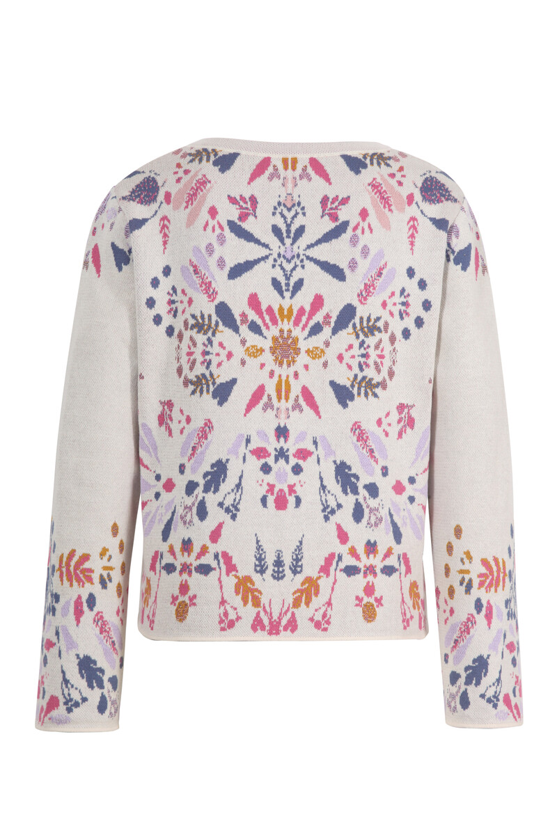 IVKO - O-Neck Cardigan Plantopia Pattern Off-White | Gilet Femme Off-White Coton Motif Floral