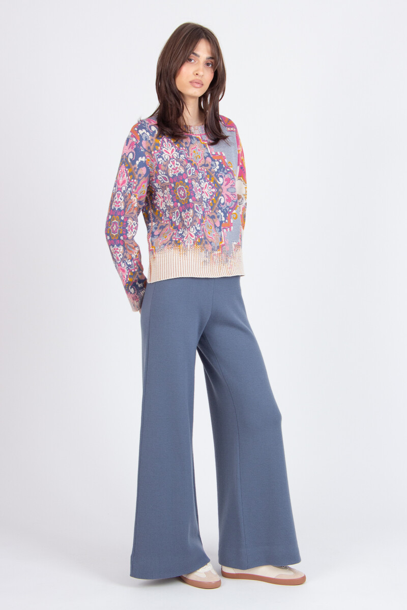 IVKO - Pullover Kilim Pattern Off-White | Women’s Cotton Knit Multicolour Pattern