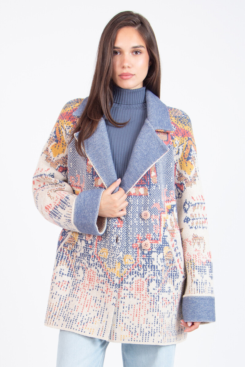 IVKO - Jacquard Jacket Kilim Pattern Off-White | IVKO Jacke Ungefüttert aus Wollmix