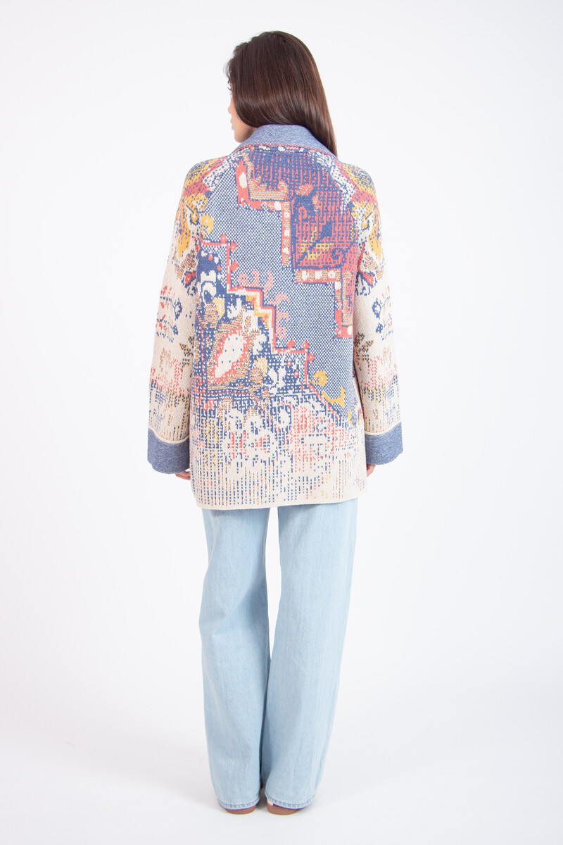 IVKO - Jacquard Jacket Kilim Pattern Off-White | IVKO Jacke Ungefüttert aus Wollmix