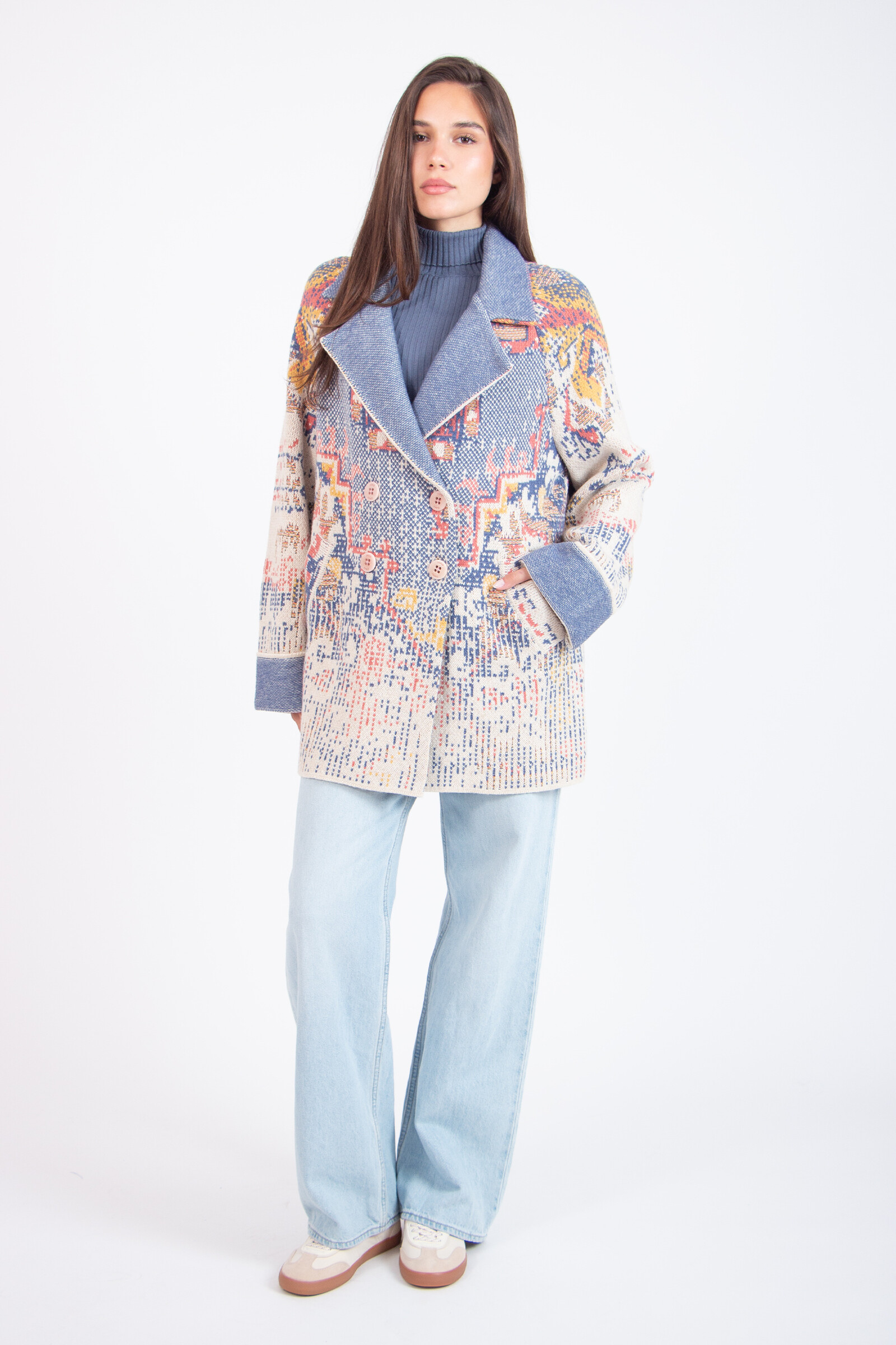 IVKO  Woman IVKO - Jacquard Jacket Kilim Pattern Off-White | IVKO Jacke Ungefüttert aus Wollmix