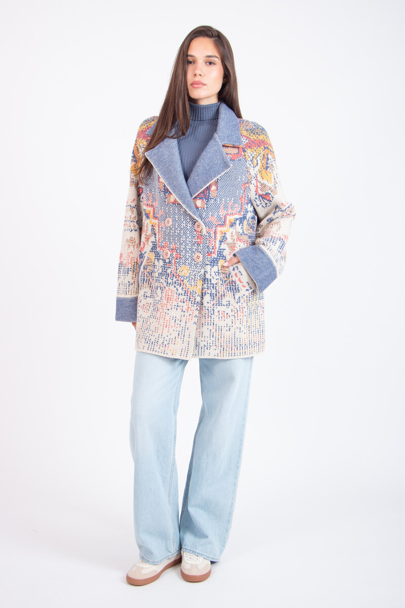 IVKO - Jacquard Jacket Kilim Pattern Off-White | IVKO Jacke Ungefüttert aus Wollmix