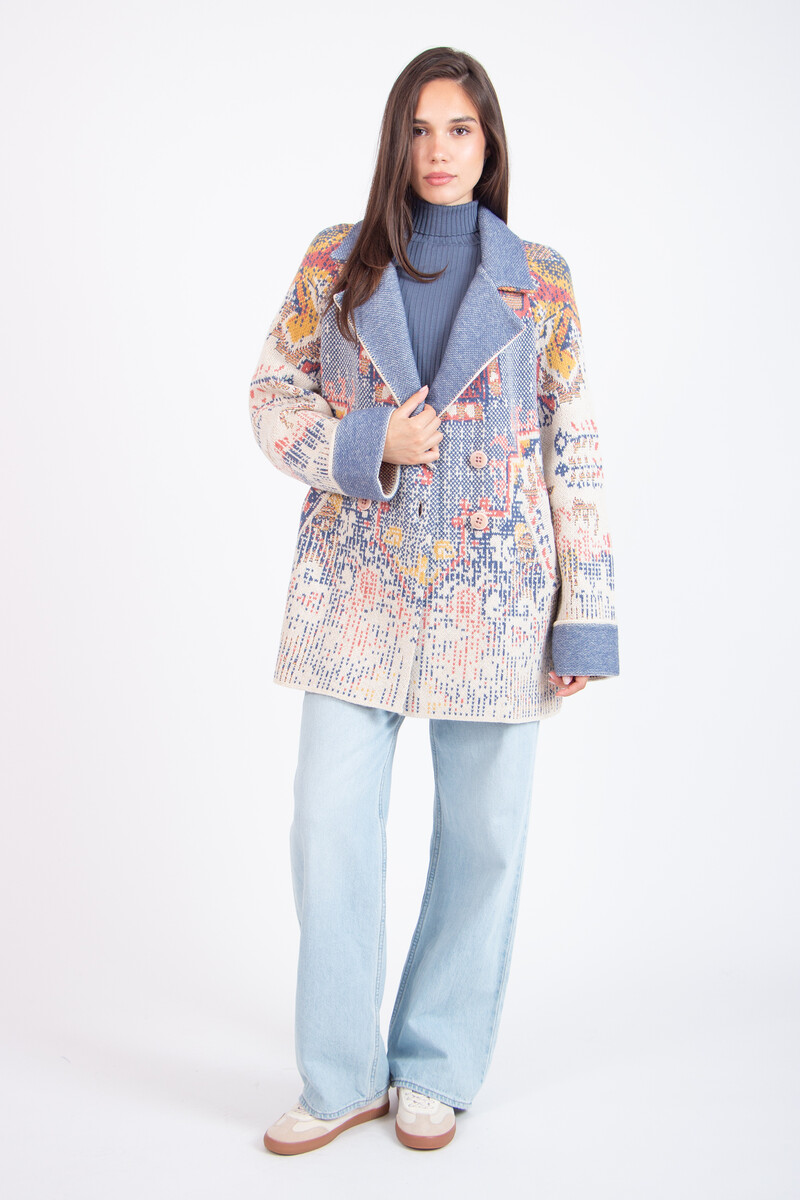 IVKO - Jacquard Jacket Kilim Pattern Off-White | IVKO Jacke Ungefüttert aus Wollmix