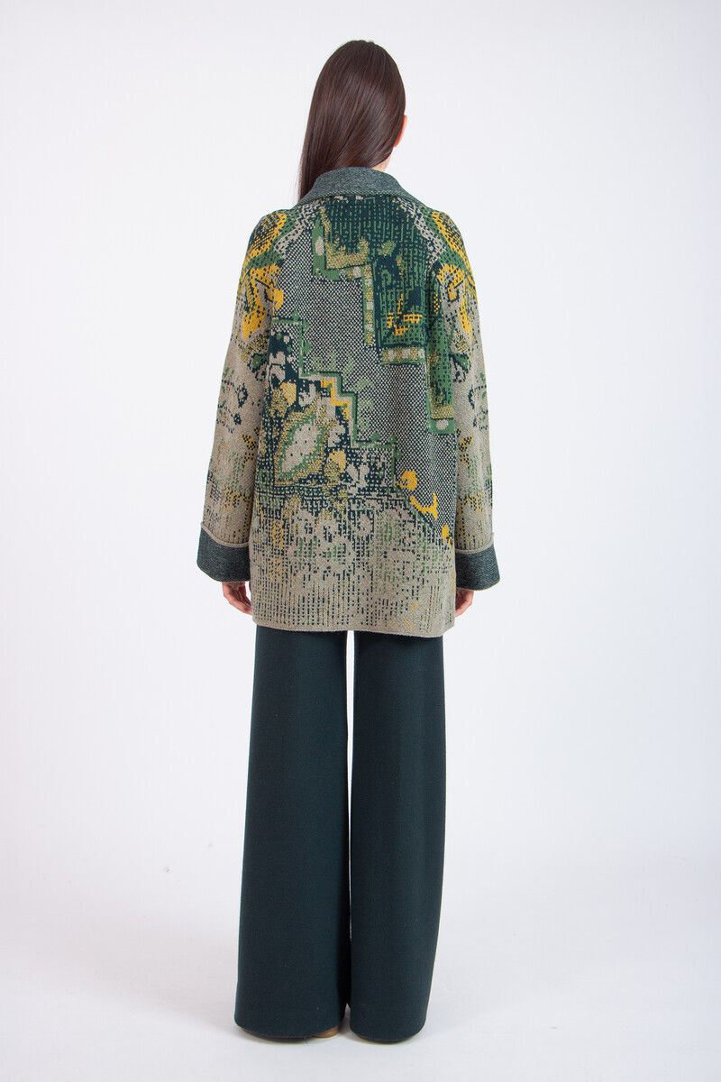 IVKO - Jacquard Jacket Kilim Pattern Salvia | IVKO Jasje Ongevoerd Wolmix