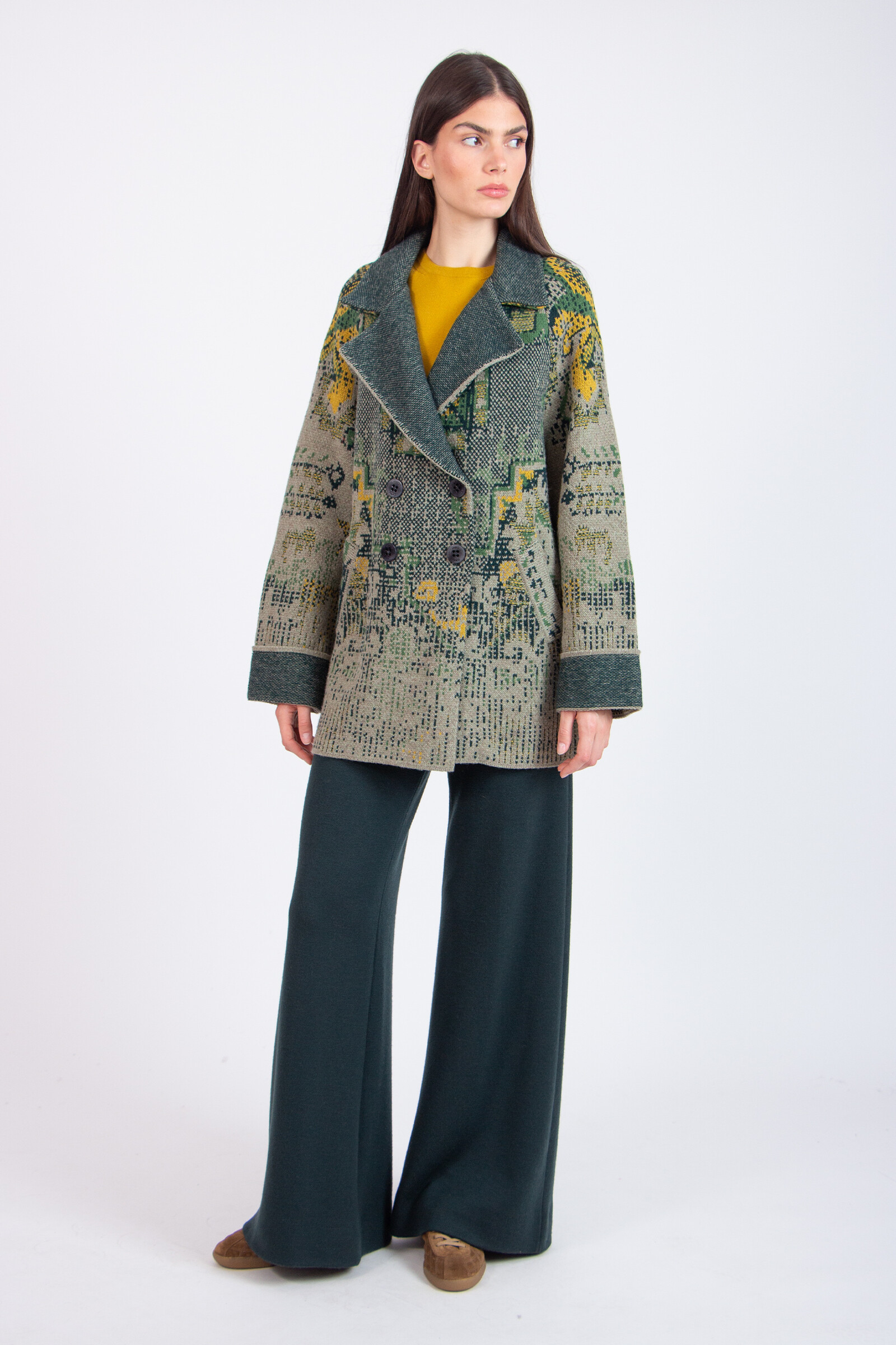 IVKO  Woman IVKO - Jacquard Jacket Kilim Pattern Salvia | IVKO Jasje Ongevoerd Wolmix