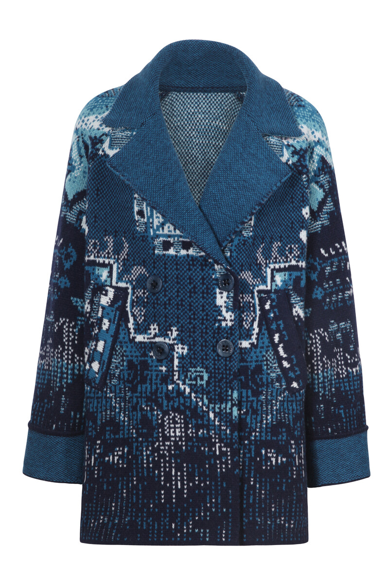 IVKO - Jacquard Jacket Kilim Pattern  Marine | IVKO Jacke Ungefüttert aus Wollmix