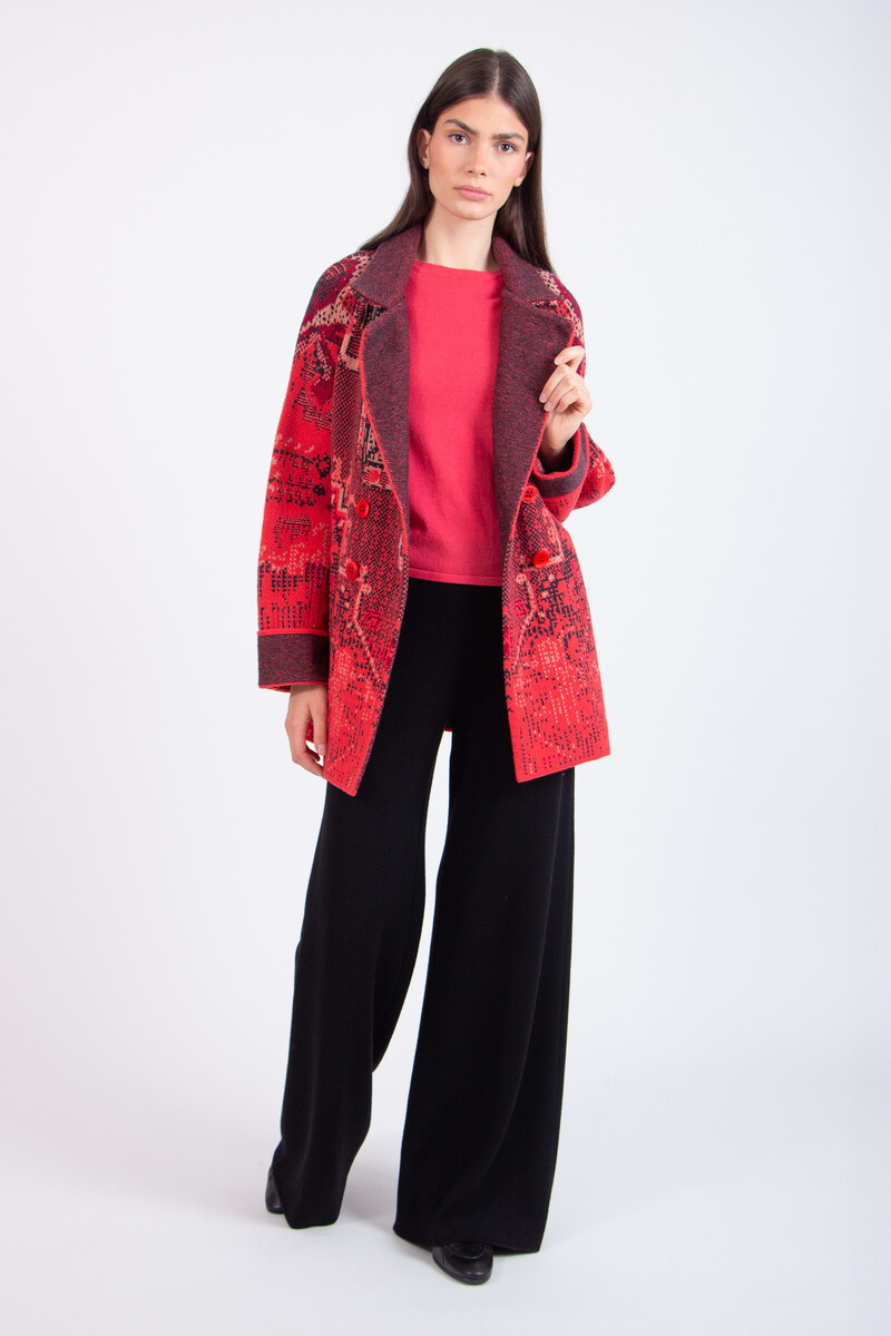 IVKO - Jacquard Jacket Kilim Pattern  Coral | IVKO Jacke Ungefüttert aus Wollmix