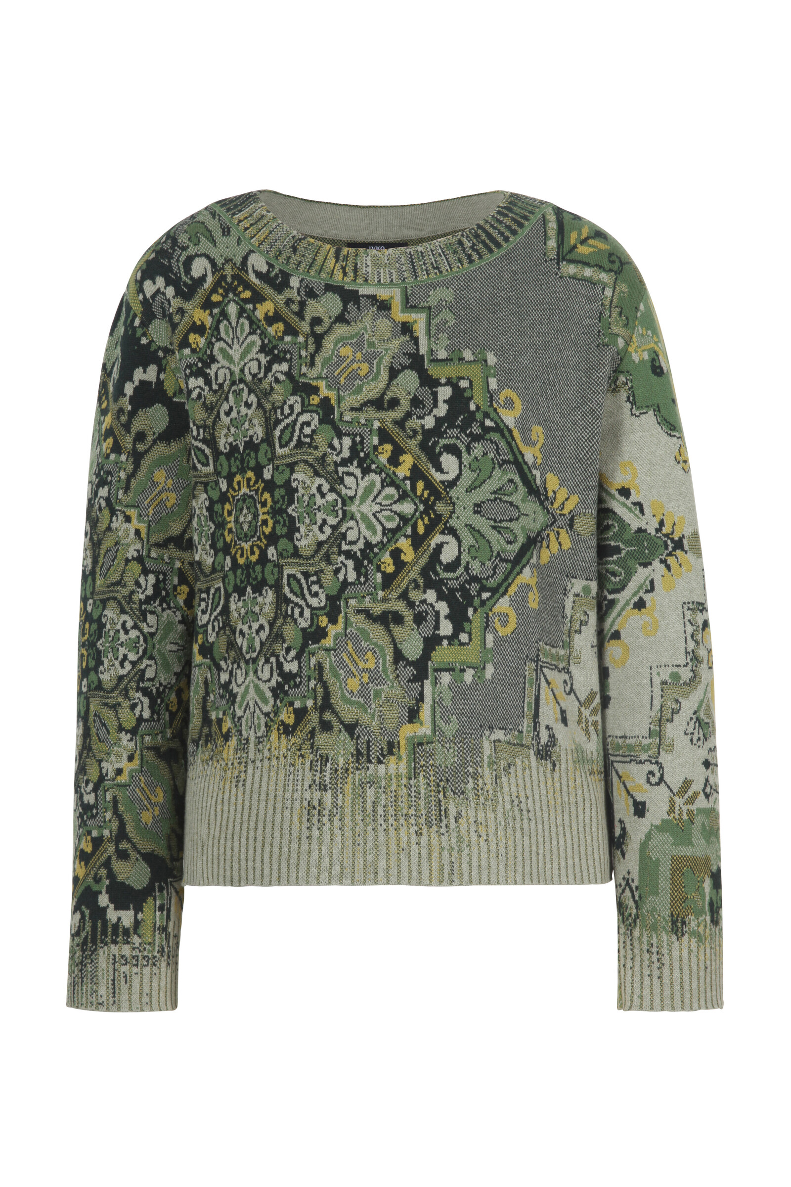 IVKO  Woman IVKO - Pullover Kilim Pattern  Salvia | Pull Femme Coton Vert Sauge