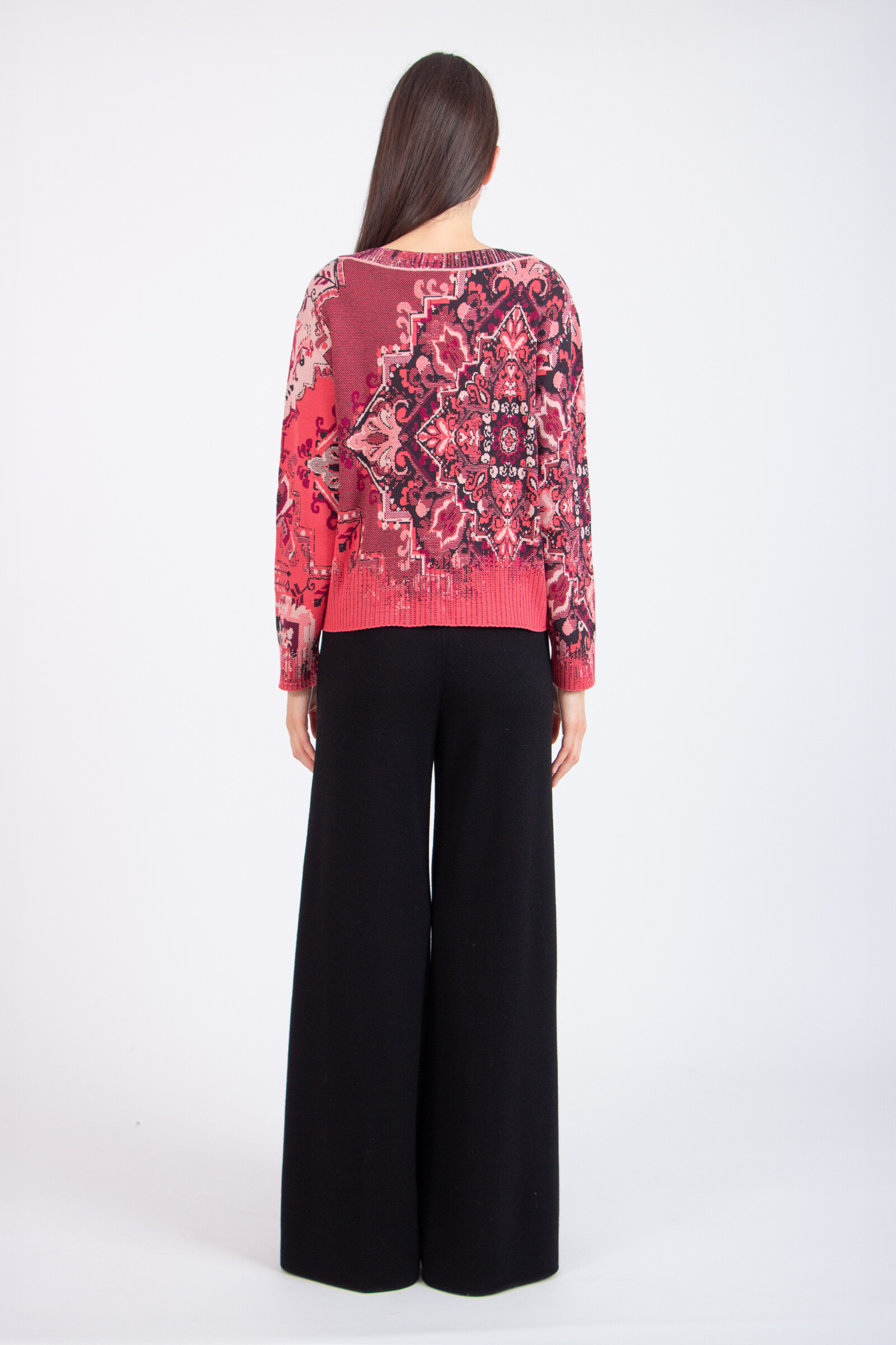 IVKO  Woman IVKO - Pullover Kilim Pattern Coral | Women’s Cotton Knit Coral Red