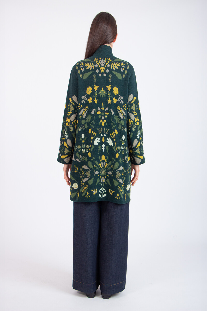 IVKO - Coatigan Plantopia Pattern Forest | Luxe IVKO Wollen Vest met Bloemenpatroon