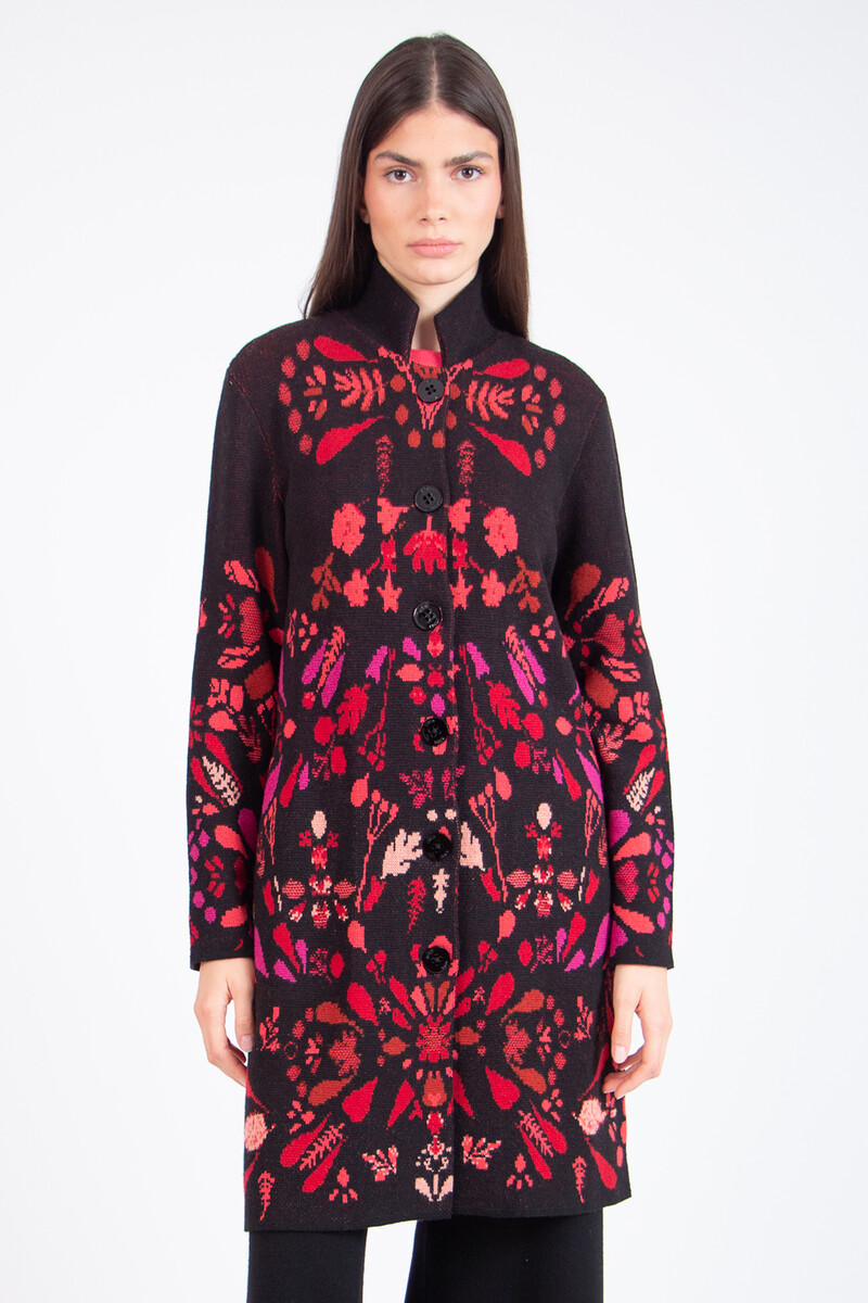 IVKO - Coatigan Plantopia Pattern Chocolate Black | Luxe IVKO Wollen Vest met Bloemenpatroon - Copy