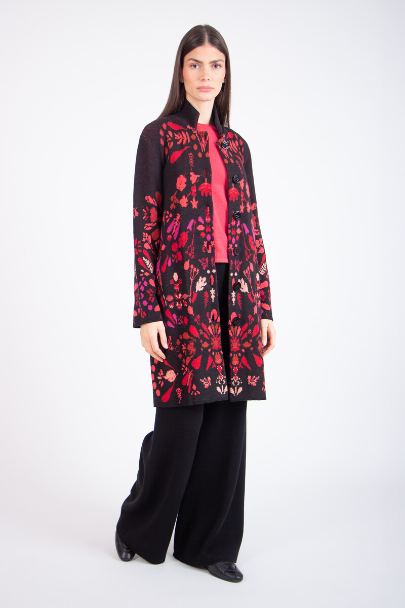 IVKO - Coatigan Plantopia Pattern Chocolate Black | Luxe IVKO Wollen Vest met Bloemenpatroon - Copy