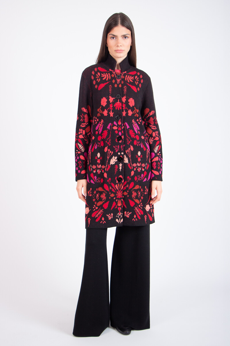 IVKO - Coatigan Plantopia Pattern Chocolate Black | Luxe IVKO Wollen Vest met Bloemenpatroon - Copy