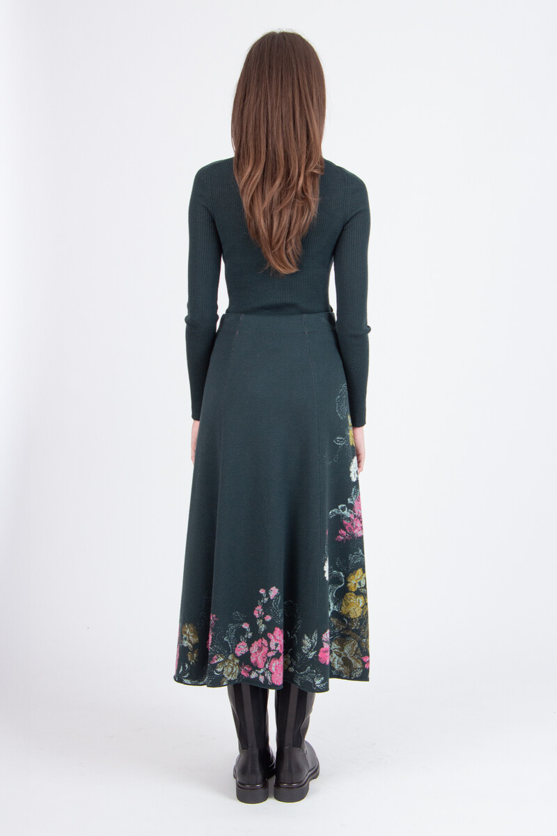 IVKO - Midi Skirt Furnishing Florals Pattern Forest | Verleidelijke Rok van Wol en Viscose