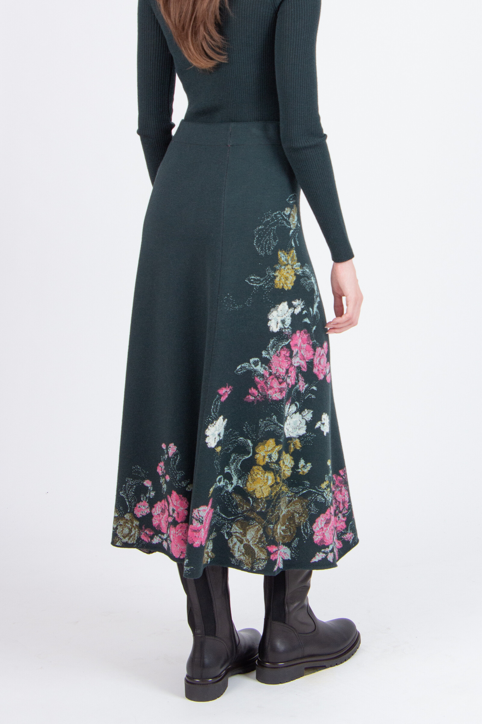 IVKO  Woman IVKO - Midi Skirt Furnishing Florals Pattern Forest | Verleidelijke Rok van Wol en Viscose