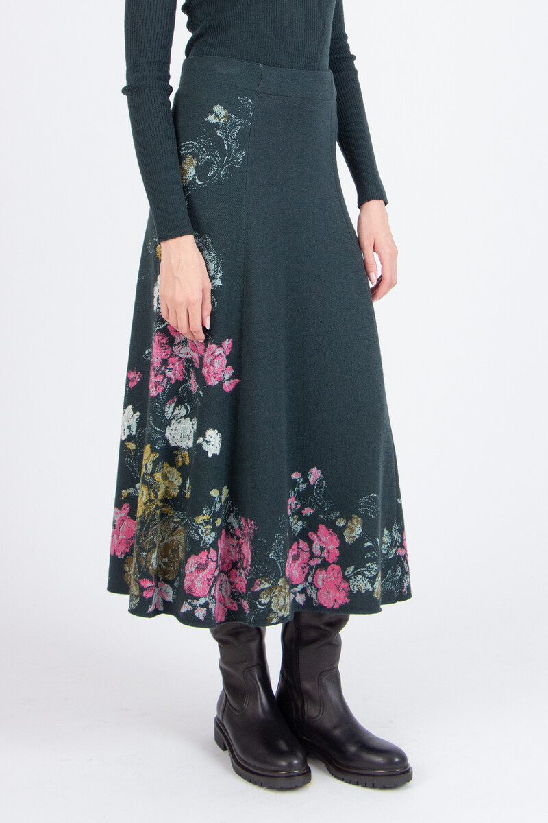 IVKO - Midi Skirt Furnishing Florals Pattern Forest | Verleidelijke Rok van Wol en Viscose
