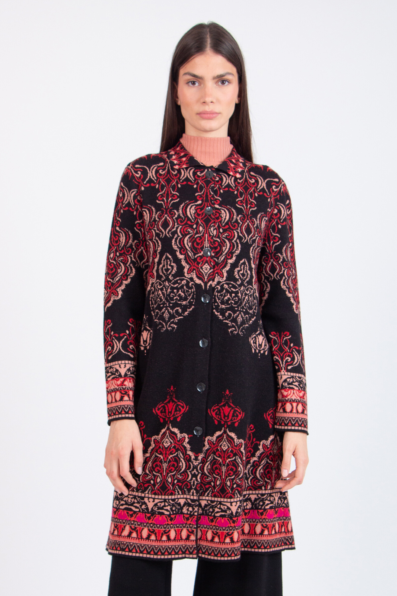 IVKO Wool Cardigan with Ornament Pattern – Oriental Splendor