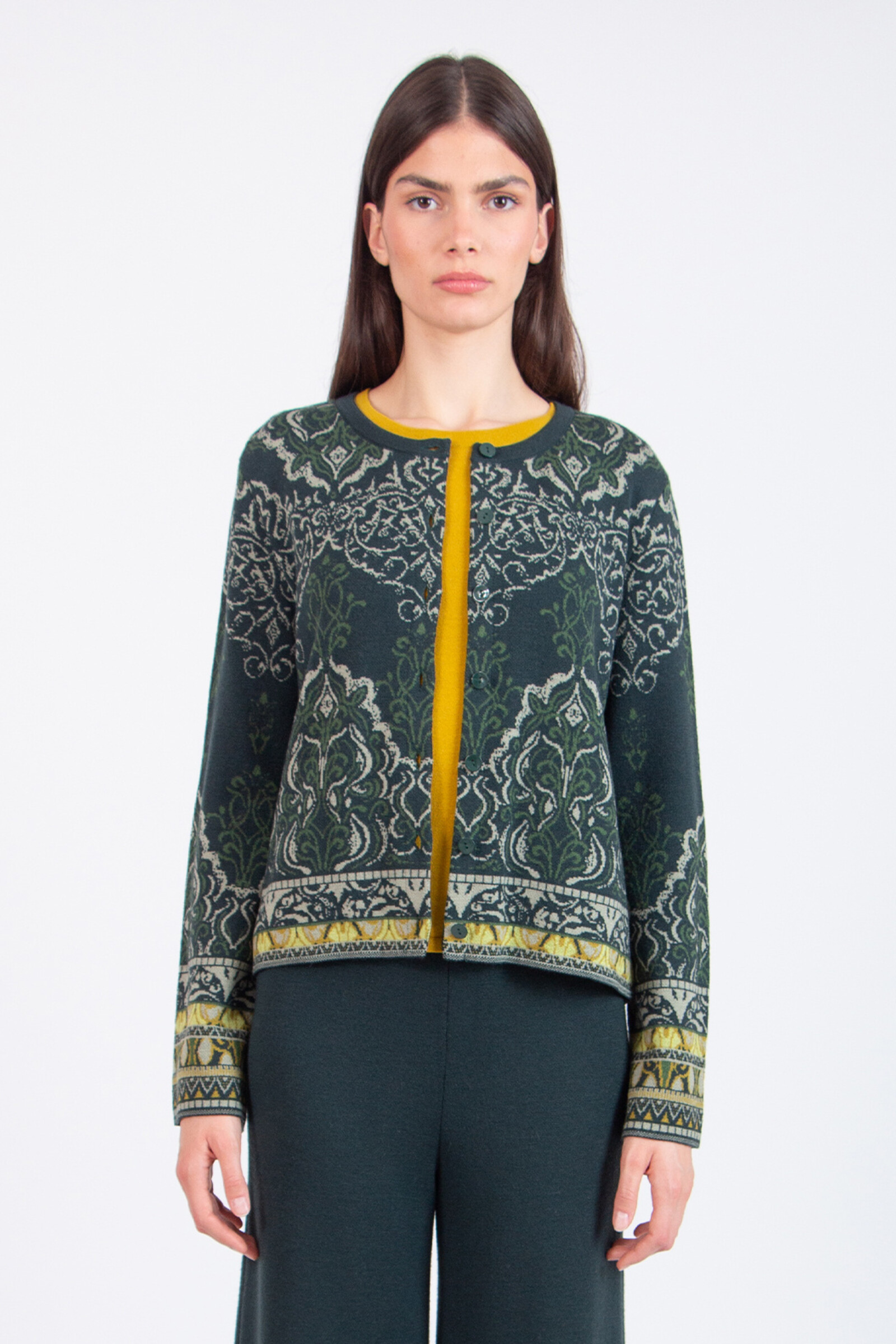 IVKO  Woman IVKO - Cardigan Ornament Pattern Forest | Gilet IVKO Festif en Laine à Ornements