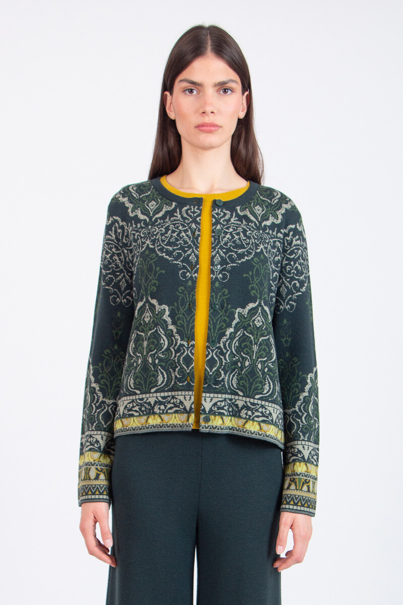 IVKO - Cardigan Ornament Pattern Forest | Feestelijk IVKO Vest van Wol met Ornamentpatroon