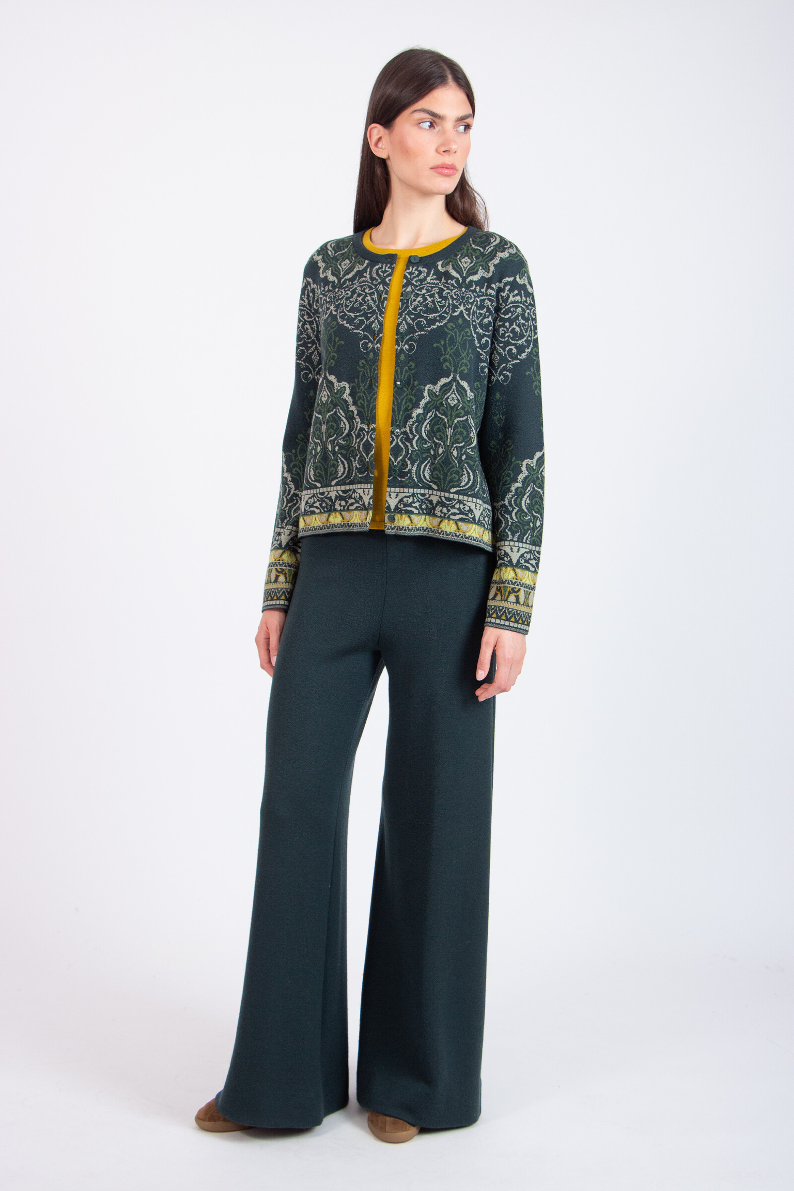 IVKO  Woman IVKO - Cardigan Ornament Pattern Forest | Feestelijk IVKO Vest van Wol met Ornamentpatroon