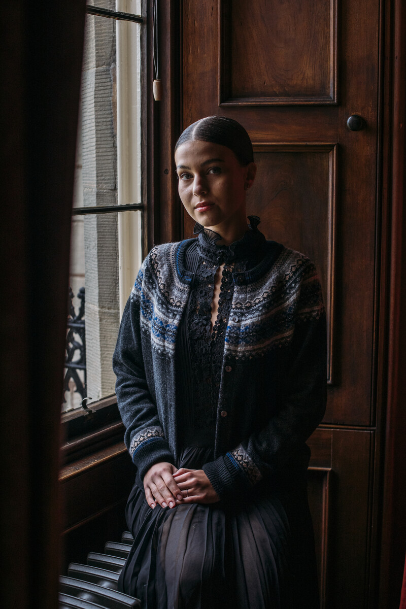 Eribé Alpine Short Cardigan Pegasus | Gilet Gris Femme 100% Laine Mérinos