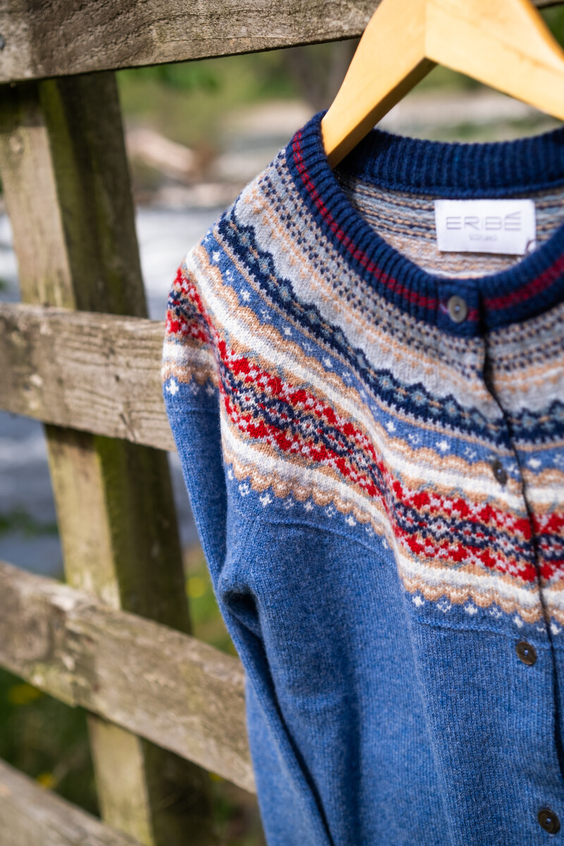 Eribé Alpine Short Cardigan Blue Morning | Blauw Vest 100% Merinowol