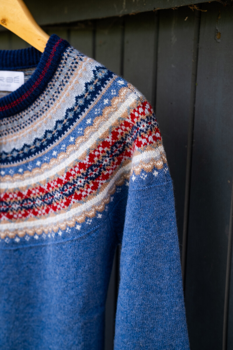 Eribé Alpine Short Cardigan Blue Morning | Blauw Vest 100% Merinowol