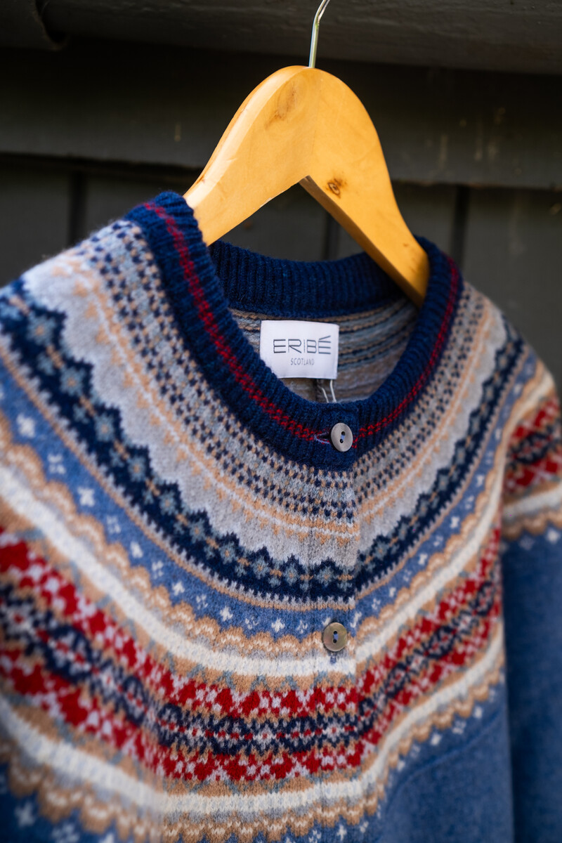 Eribé Alpine Short Cardigan Blue Morning | Blauw Vest 100% Merinowol