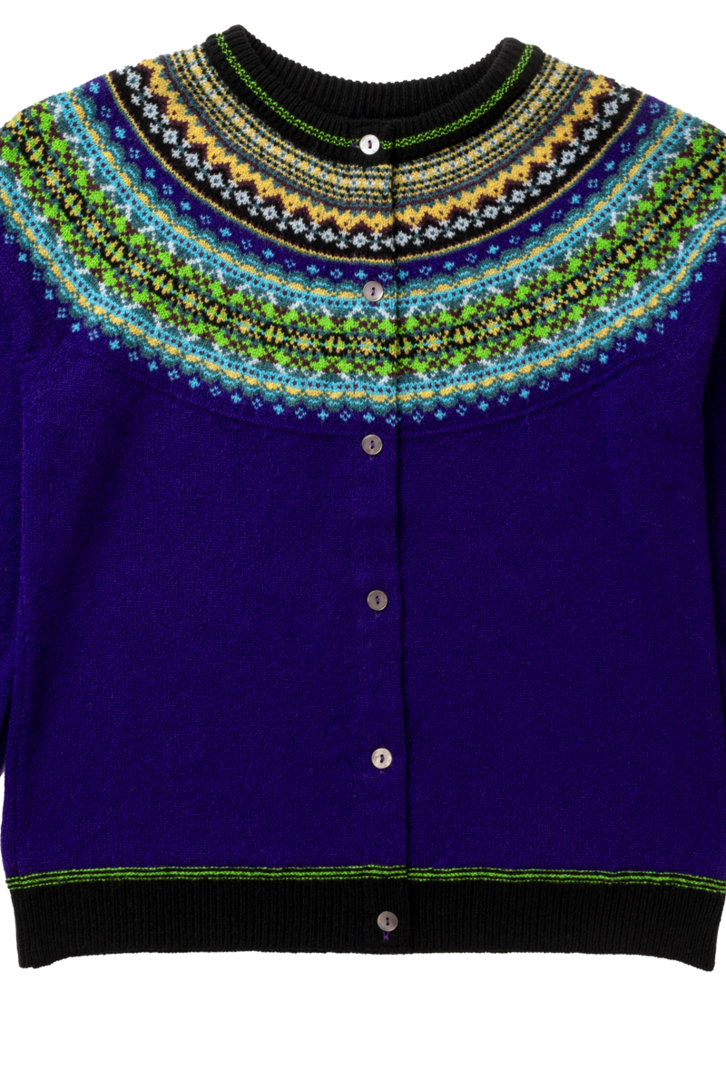 Eribé Alpine Short Cardigan Sirius | Lila Damenstrickjacke 100% Merinowolle