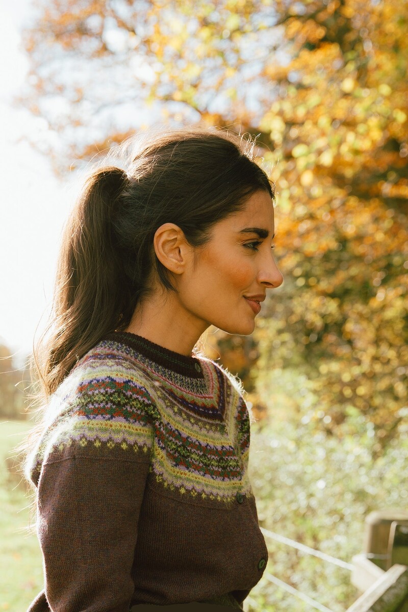 Eribé Alpine Short Cardigan Heather | Brown Women’s Cardigan 100% Merino Wool