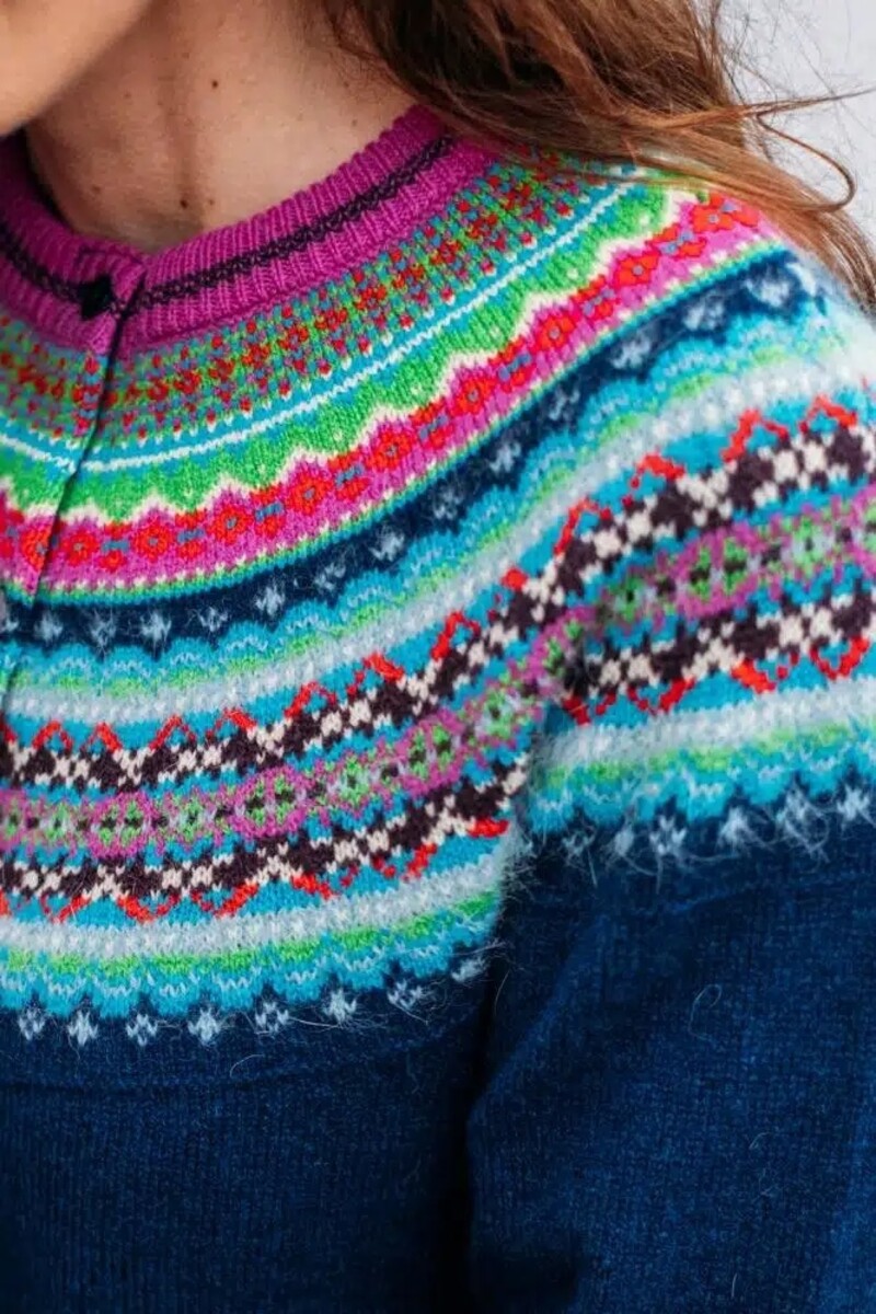 Eribé Alpine Short Cardigan Tango | Kleurrijk Vest 100% Merinowol