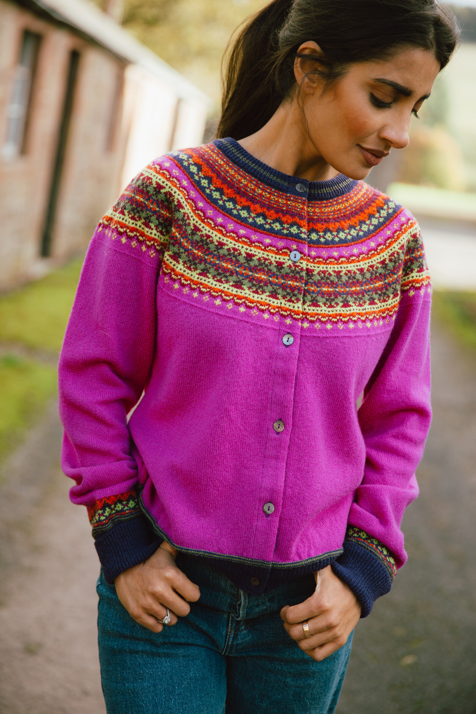 Eribé Eribé Alpine Short Cardigan Jazz | Colourful Women’s Cardigan 100% Merino Wool