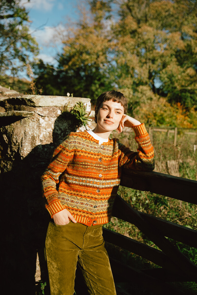 Eribé Westray Cardigan Banff | Oranje Vest van 100% Shetlandwol