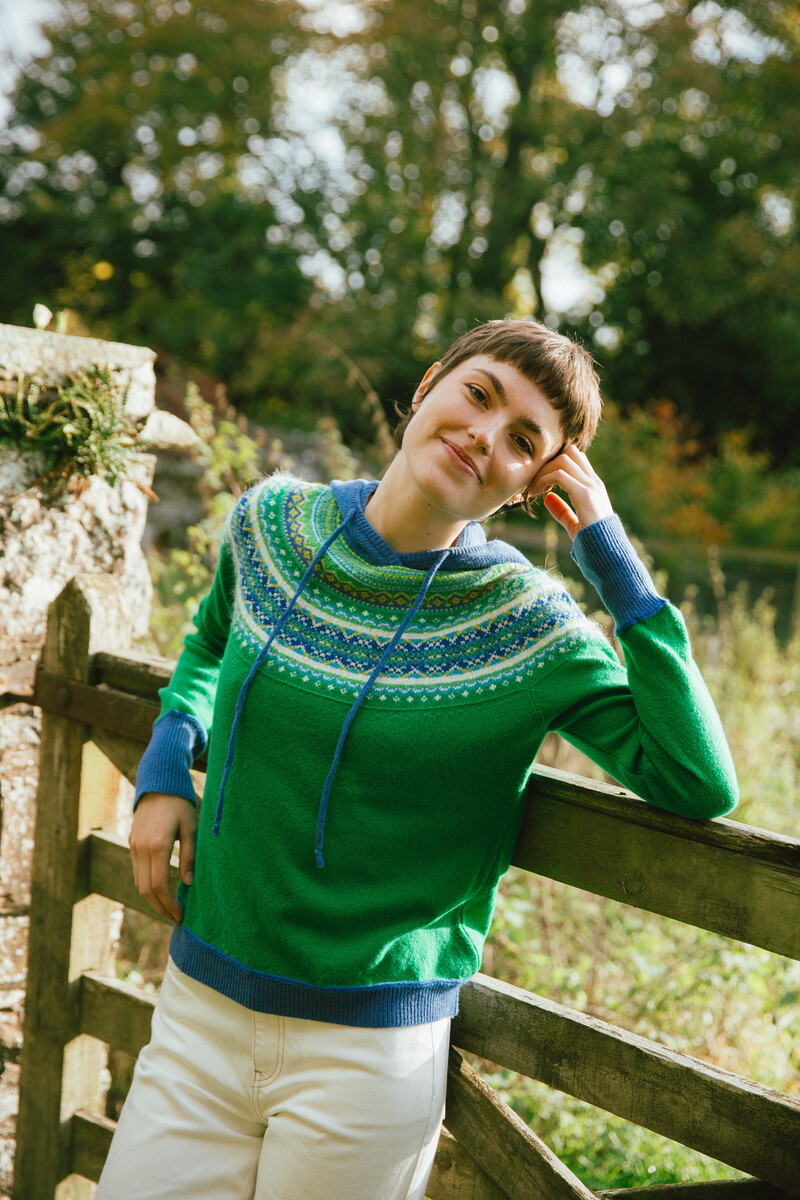 Eribé Alpine Hoody Sweater Luscious | Pull Vert en 100% Laine Mérinos