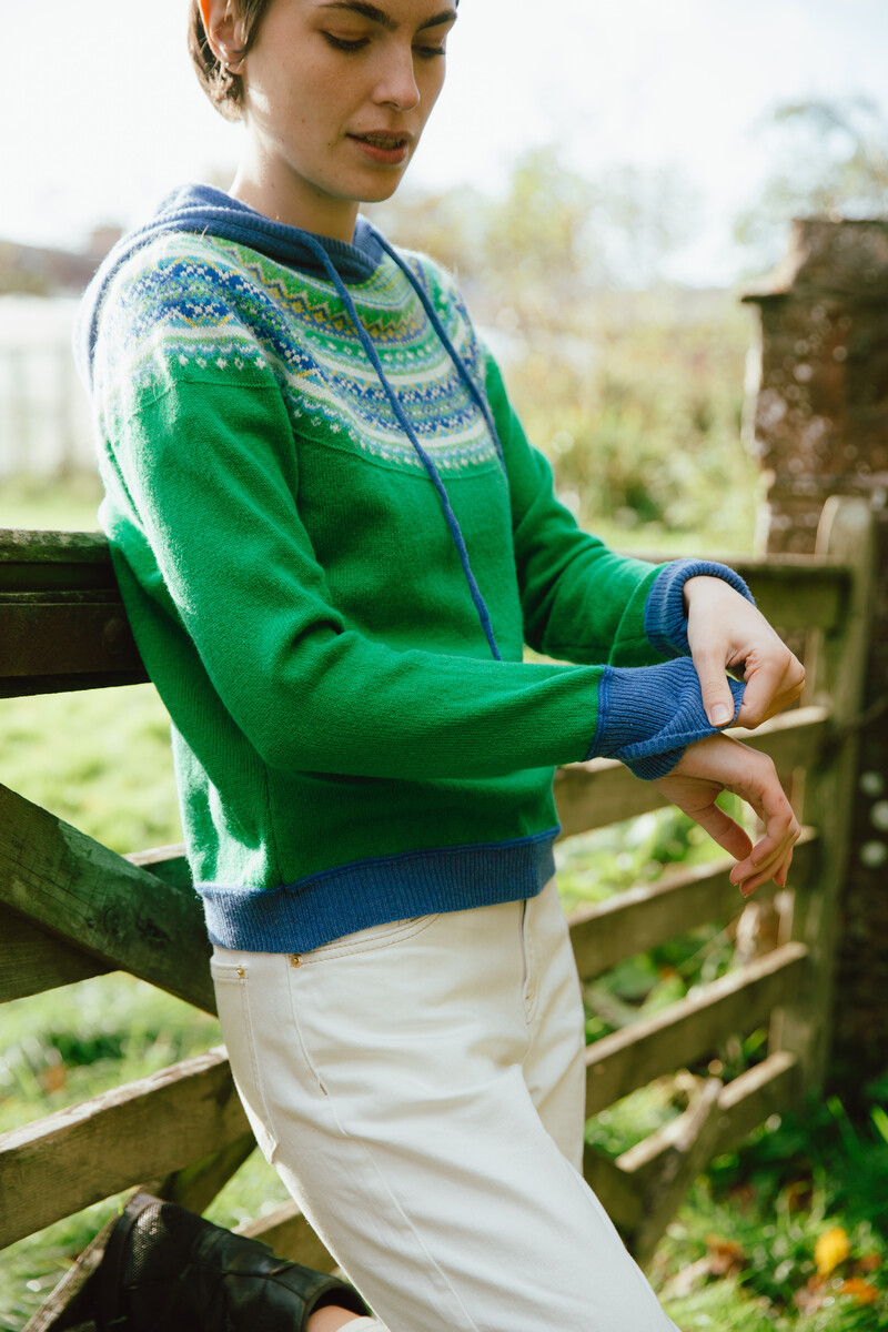 Eribé Alpine Hoody Sweater Luscious | Grüner Pullover aus 100% Merinowolle