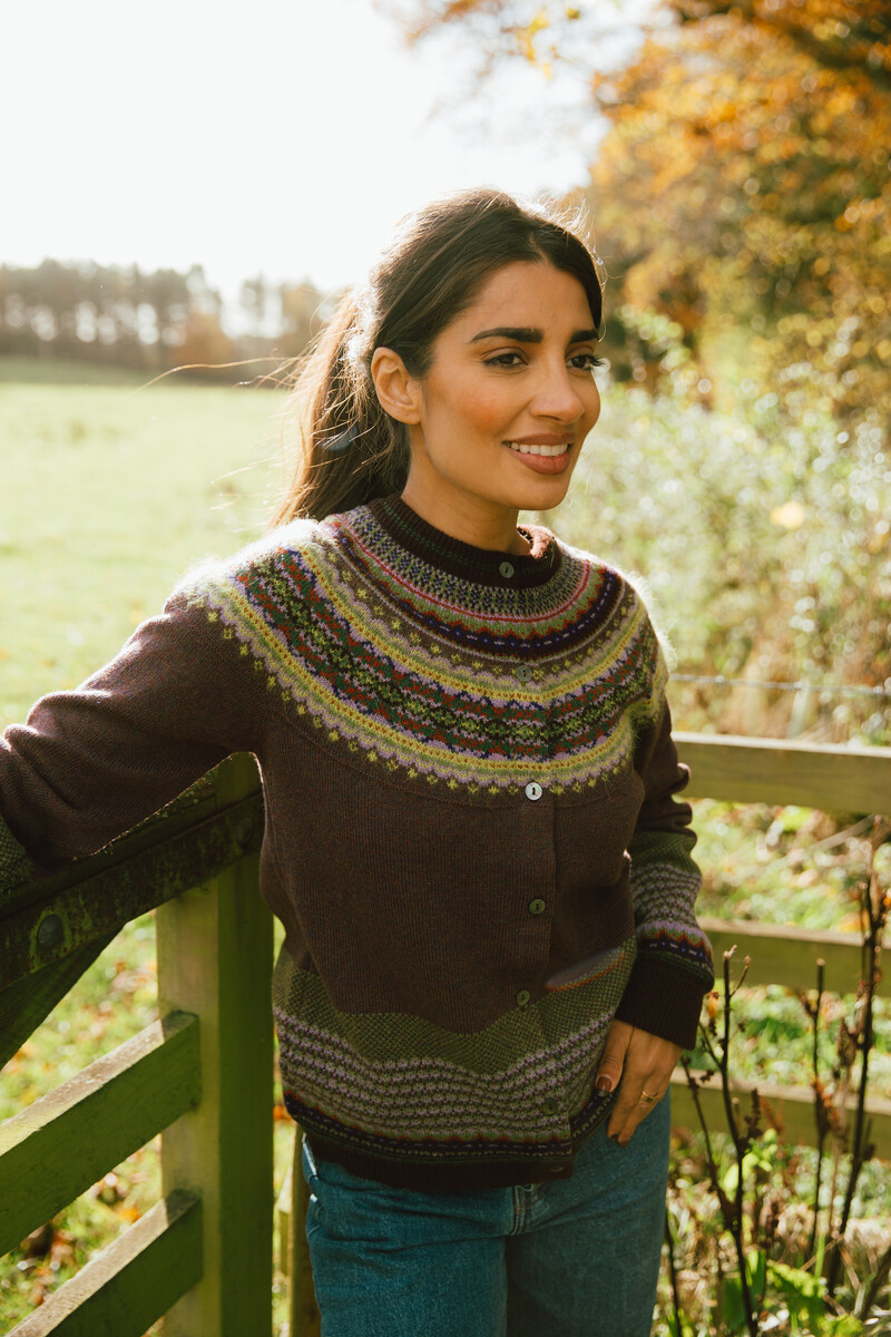 Eribé Alpine Cardigan Heather | Bruin Vest van 96% Zachte Merinowol en 4% Angorawol