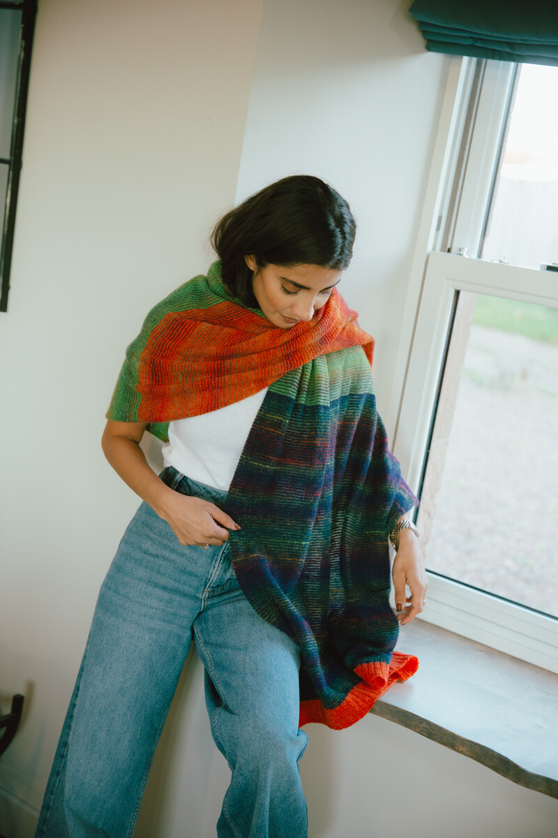 Eribé Treeline Wrap Bellarose | Kleurrijke Sjaal van Merinowol & Kid Mohair