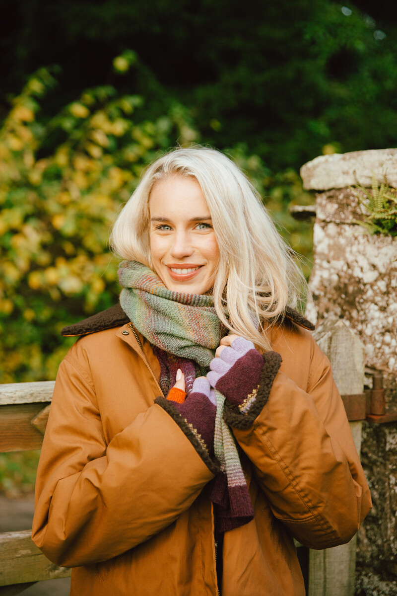 Eribé Treeline Wrap Lingonberry | Sparkling Scarf of Merino Wool & Kid Mohair