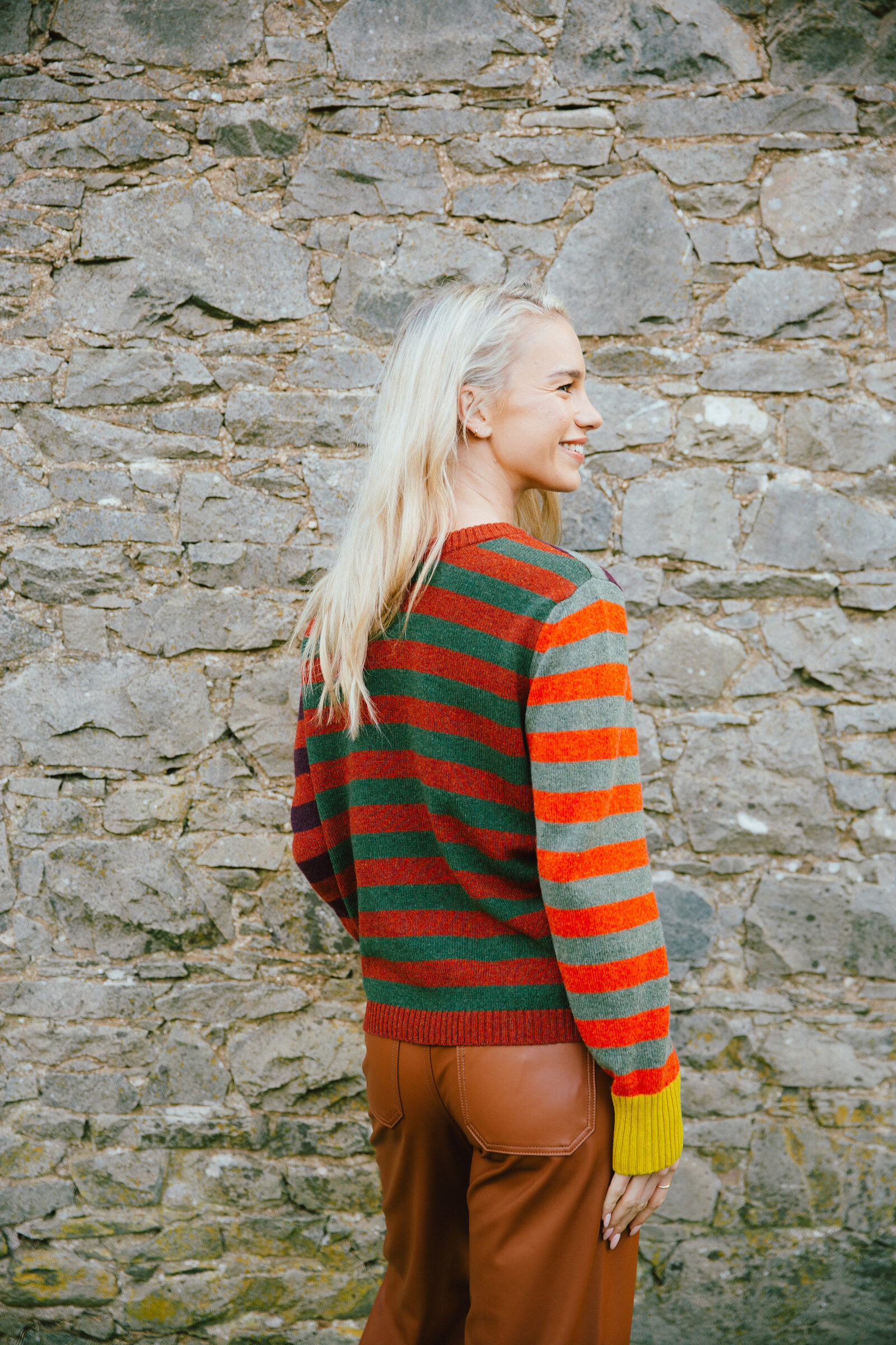 Eribé Eribé Stobo Stripe Sweater Harissa | Reversibler Lammwollpullover