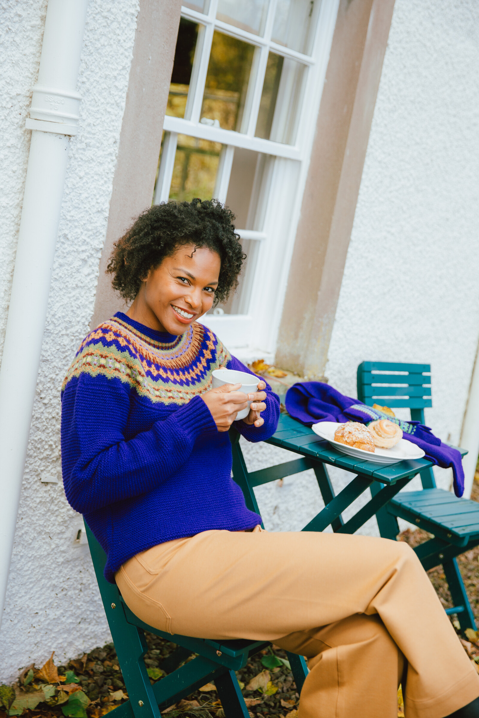Eribé Eribé Stoneybrek Sweater Nightfall | Purple Sweater with Fairisle Pattern in Merino Wool