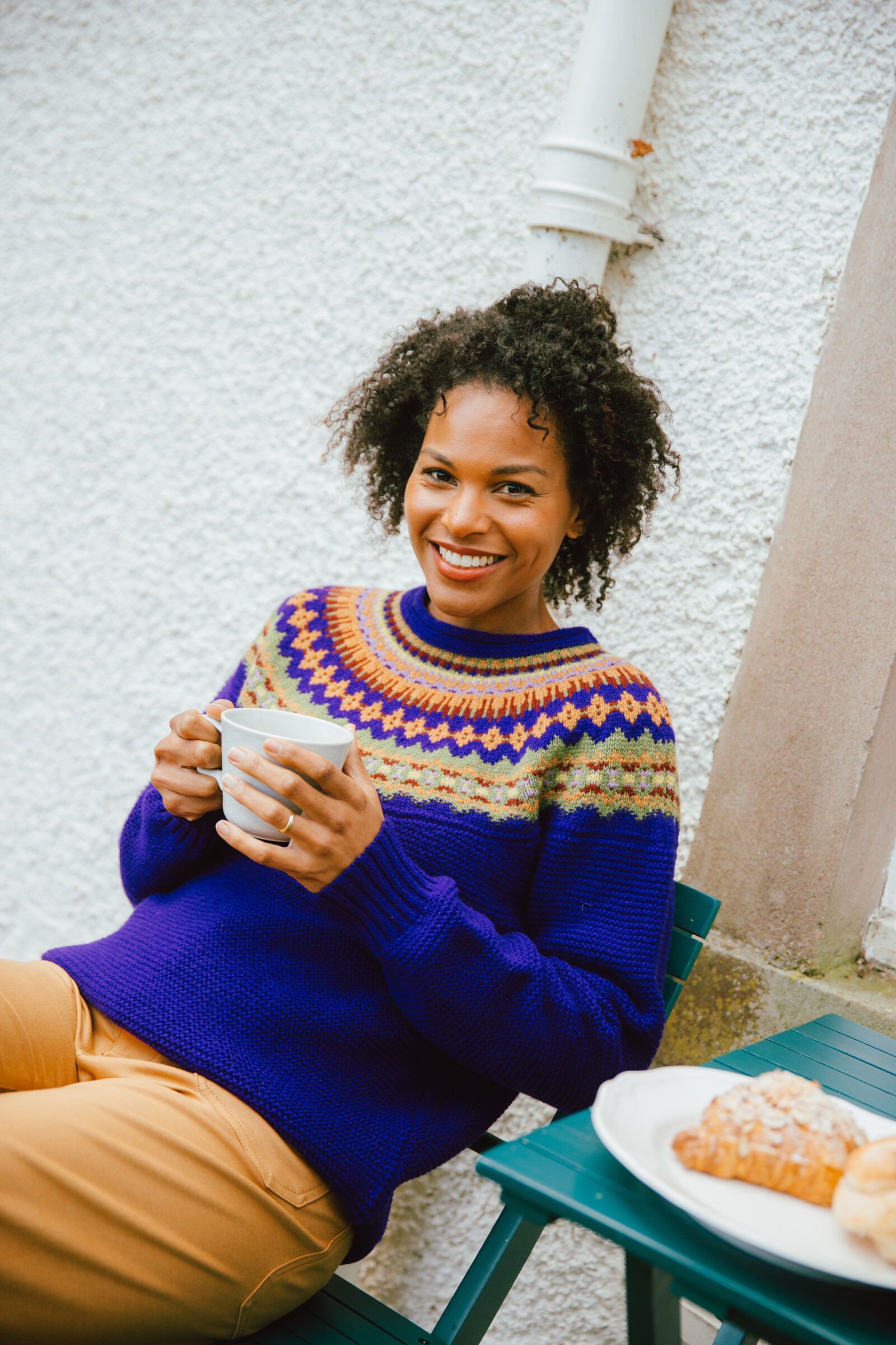Eribé Eribé Stoneybrek Sweater Nightfall | Pull Violet à Motif Fairisle en Laine Mérinos