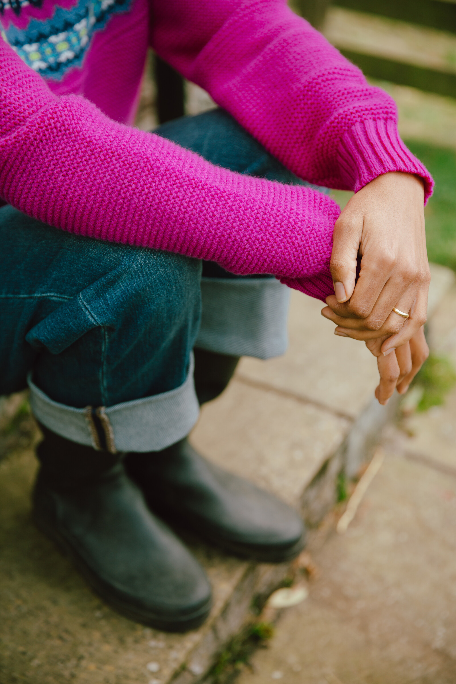 Eribé Eribé Stoneybrek Sweater Sweet Pea | Rosa Pullover mit Fairisle-Muster aus Merinowolle