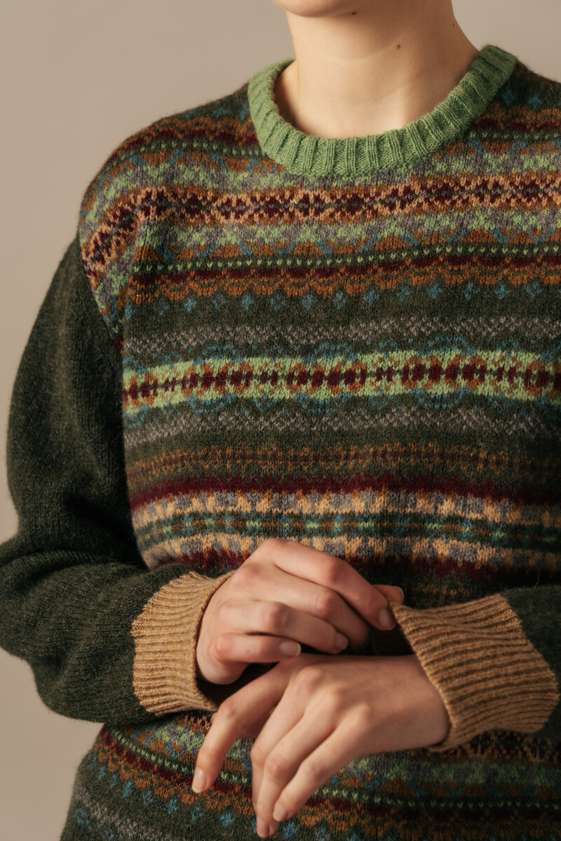 Eribé Westray Block Sweater Aberfoyle | Sweater with Colour Blocking and Fair Isle Pattern