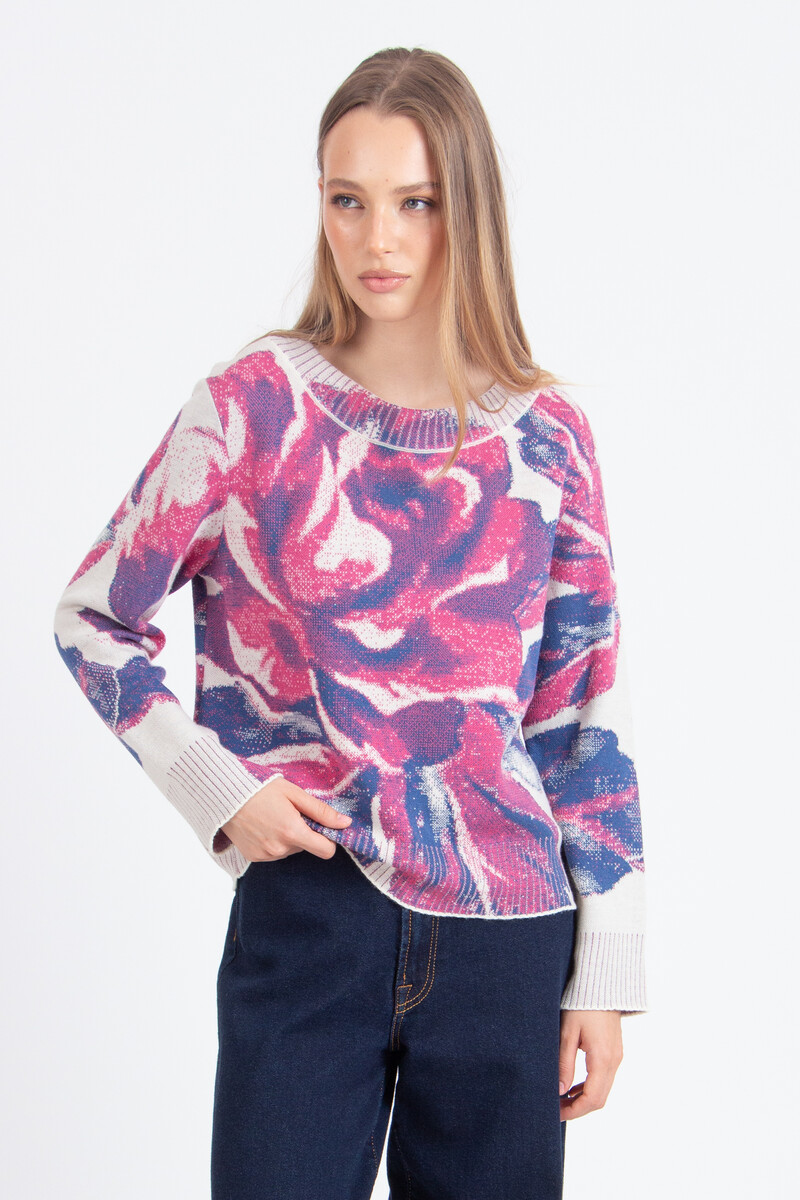 IVKO - O-Neck Pullover Furnishing Florals Pattern Off-White | Fascinerende IVKO Trui met Bloemenpatroon