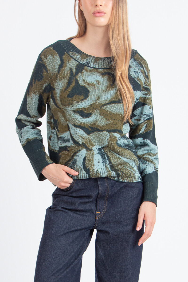 IVKO - O-Neck Pullover Furnishing Florals Pattern Forest | Indrukwekkende IVKO Trui met Bloemenpatroon
