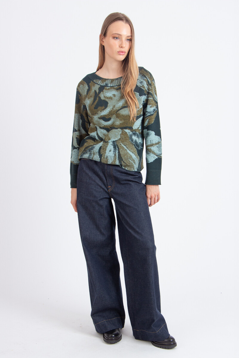 IVKO - O-Neck Pullover Furnishing Florals Pattern Forest | Indrukwekkende IVKO Trui met Bloemenpatroon